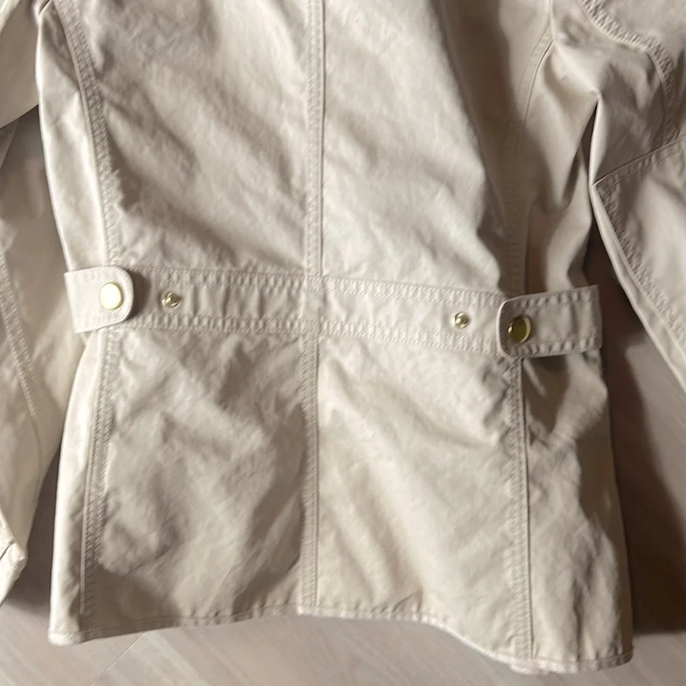 J Crew Cotton Utility Jacket Size XXS Khaki Gold Accents Lightweight